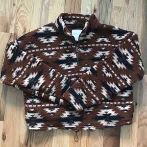 American Eagle Patterned Quarter zip Sherpa